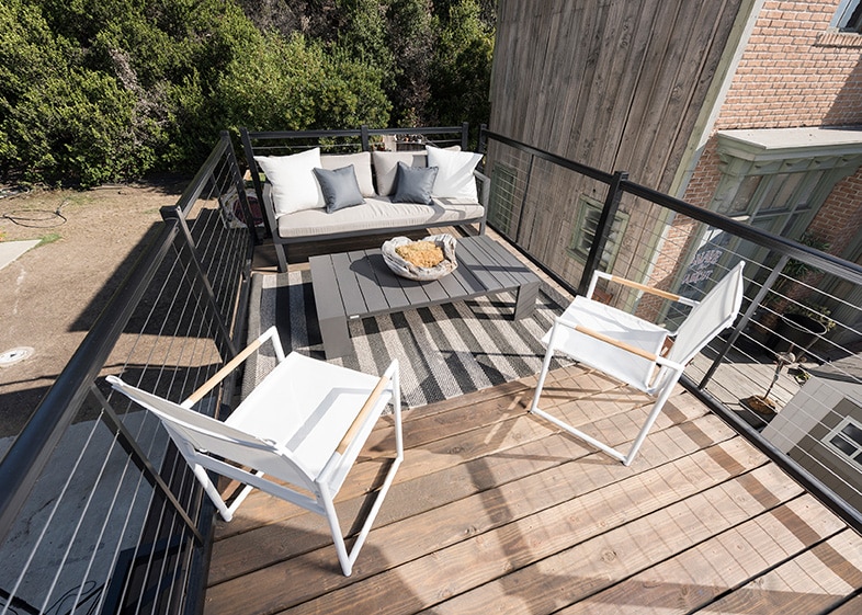rooftop deck with cable railing