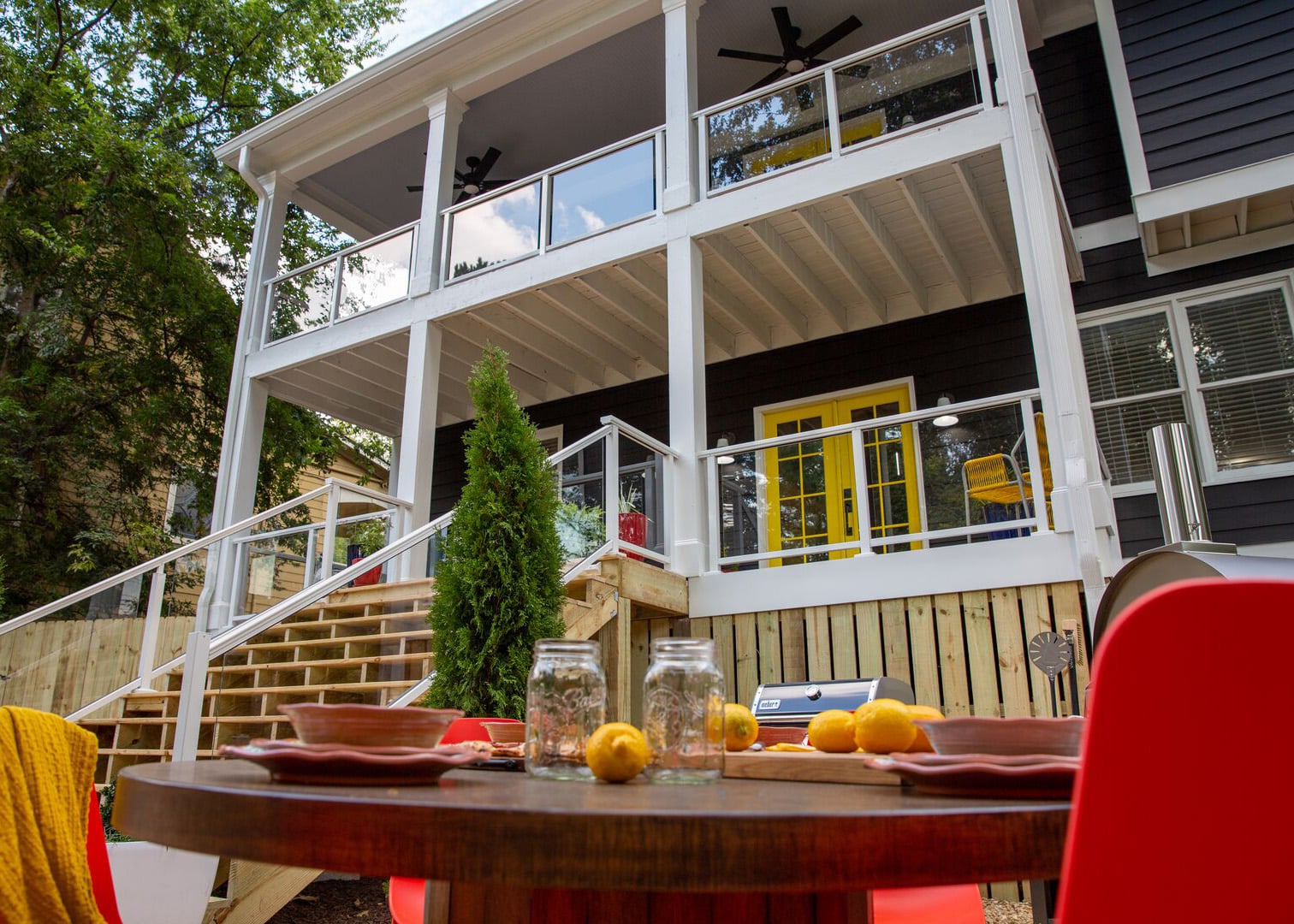 design rail porch exterior glass infill