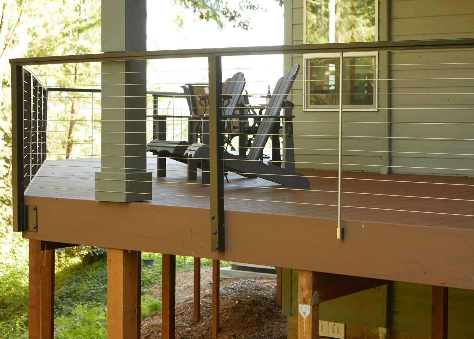 cable railing exterior deck of home