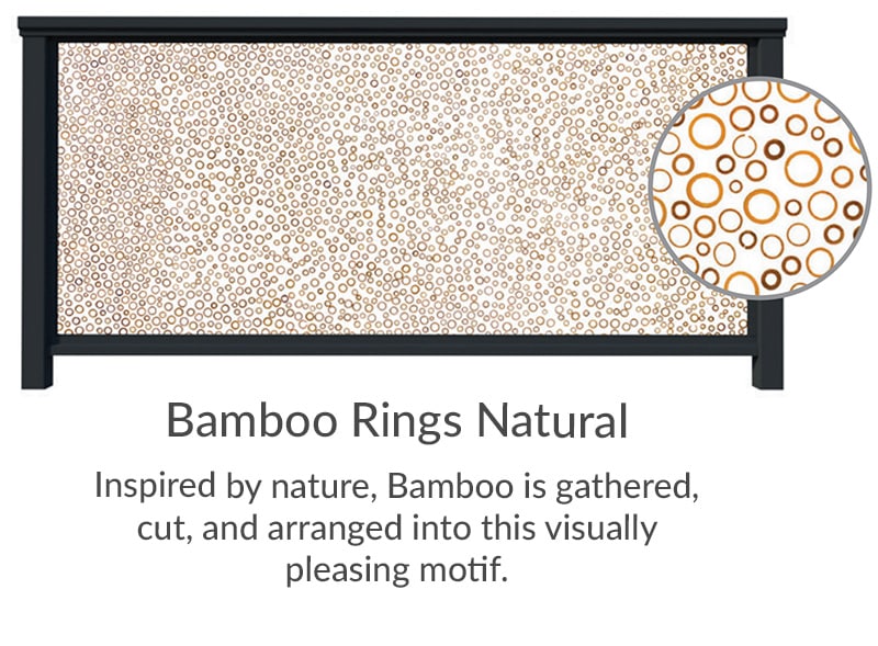 Bamboo Rings Natural
Inspired by nature, Bamboo is gathered, cut, and arranged into this visually pleasing motif. 