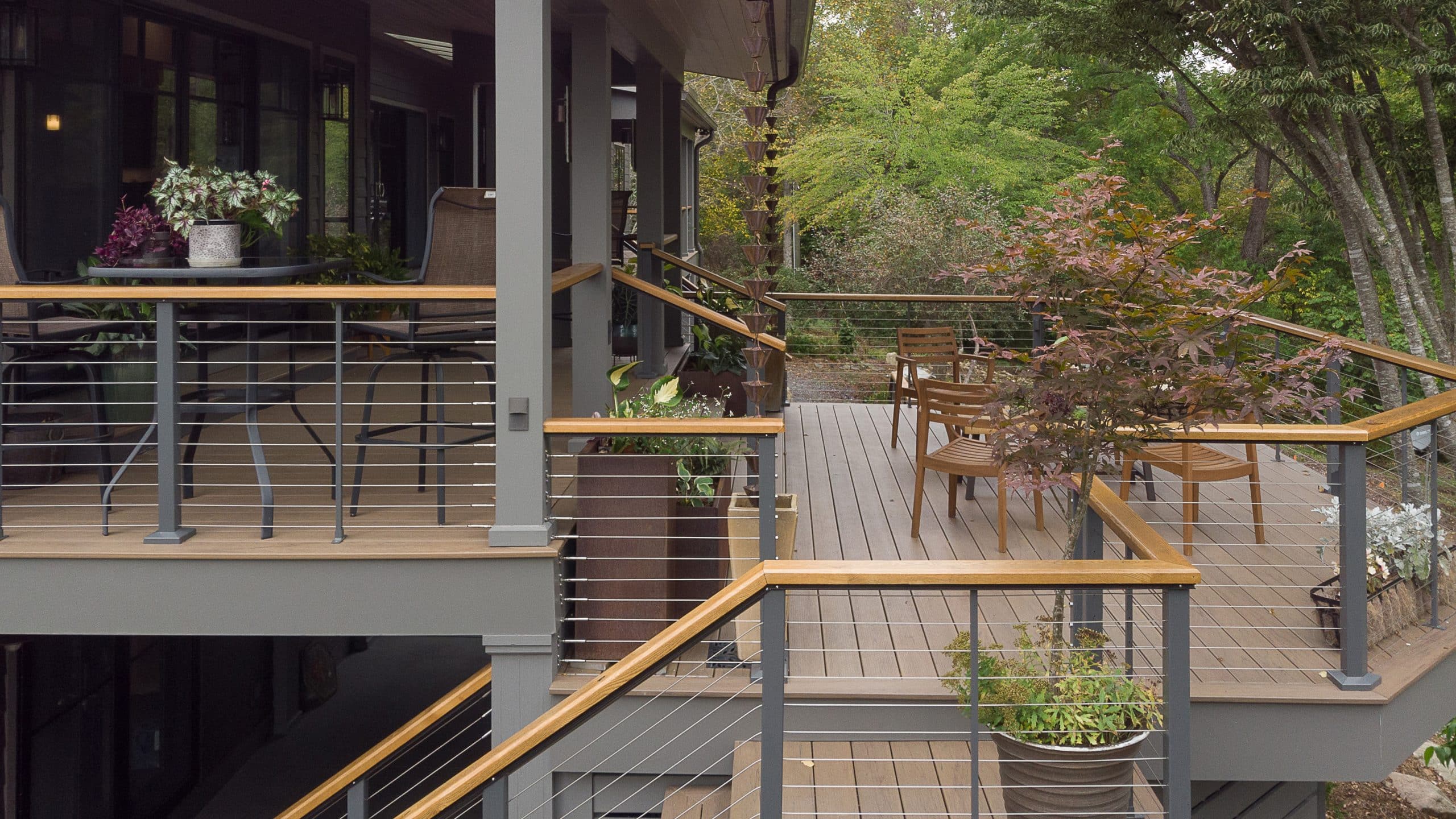 cable railing exterior deck of home