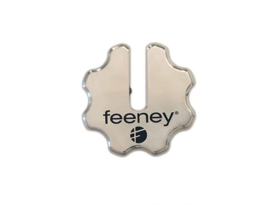 Product image of a Feeney wrench wheel tool, along with its compatibility key.