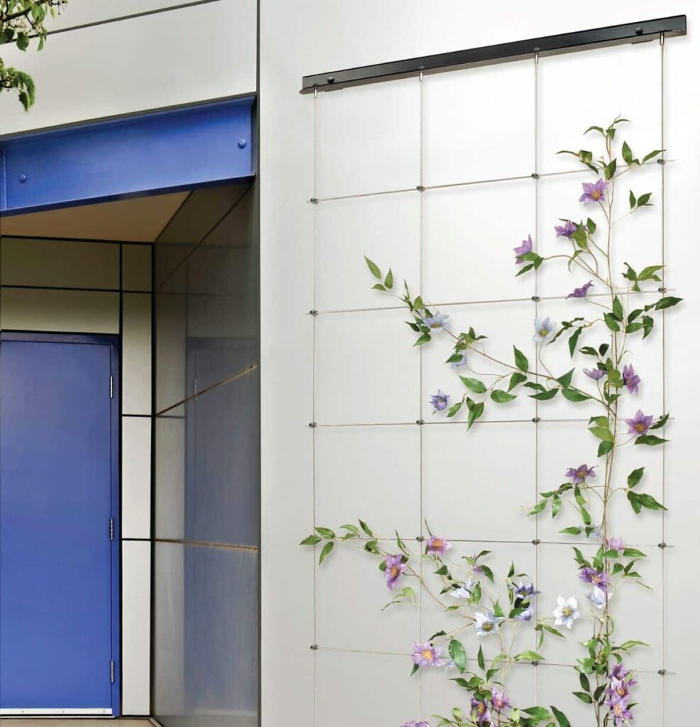Somerset II Trellis mounted to stucco at front entrance.