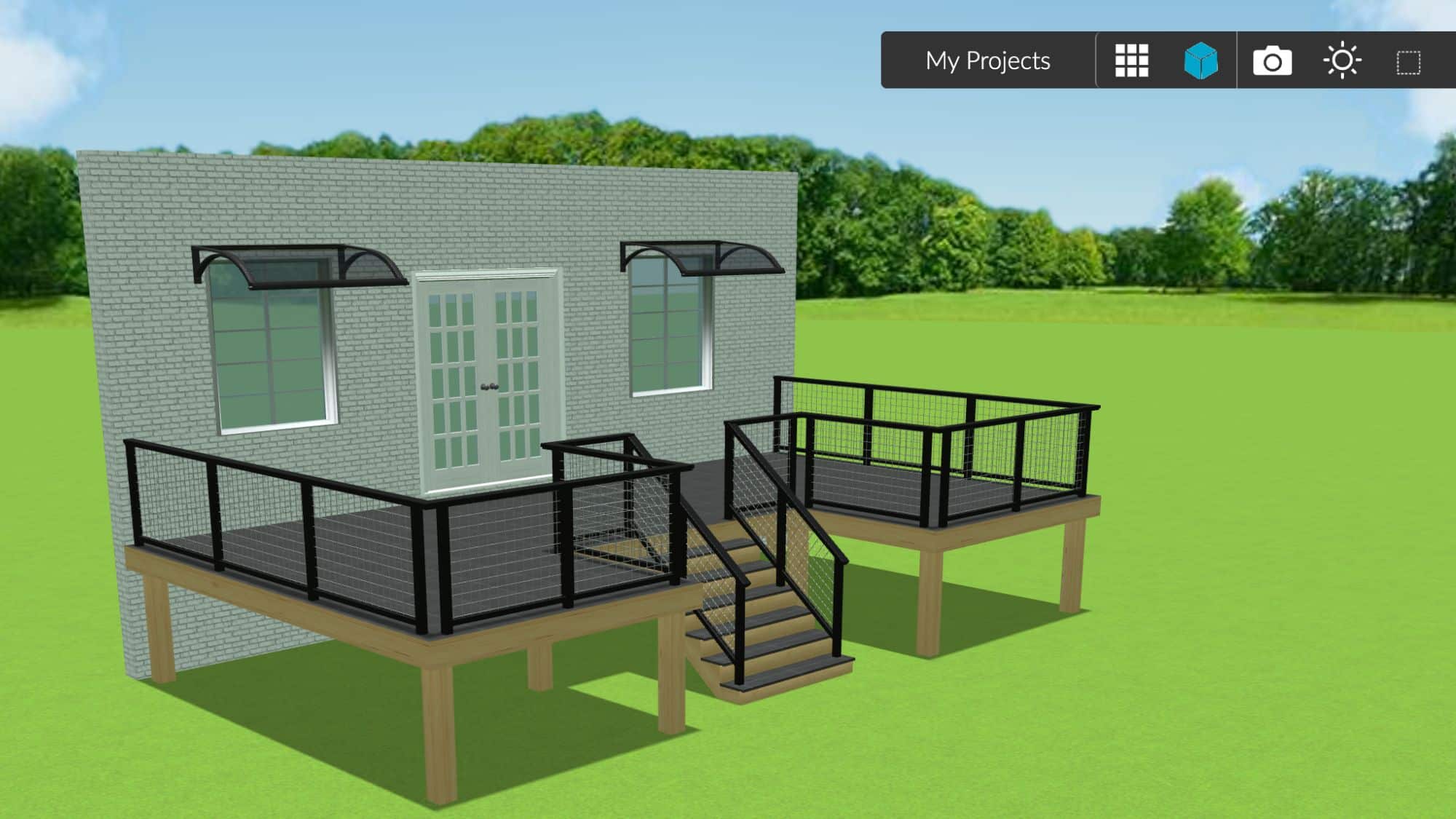 Exterior Cable Railing Deck & Porch Design Visualizer