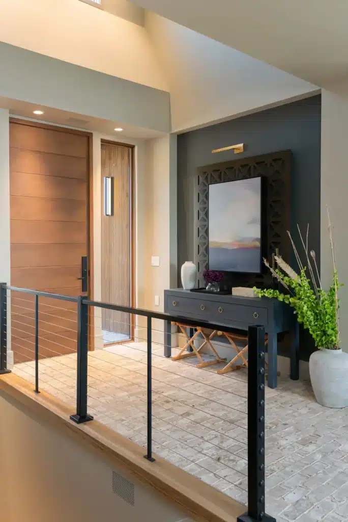 House Beautiful's Whole Home project; DesignRail® Modern featured on the interior wood staircase.